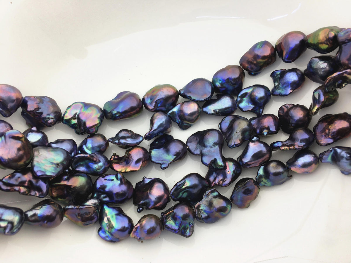 15.5'' AAA 12-17mm Black Rainbow flame ball pearl,FL15-3A-7-22