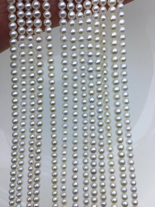 AAA 3.5-4mm white round freshwater pearls, seed pearl, white pearl, full strand, round pearl strands, pearl wholesale, RP3-3AY-GJ-2