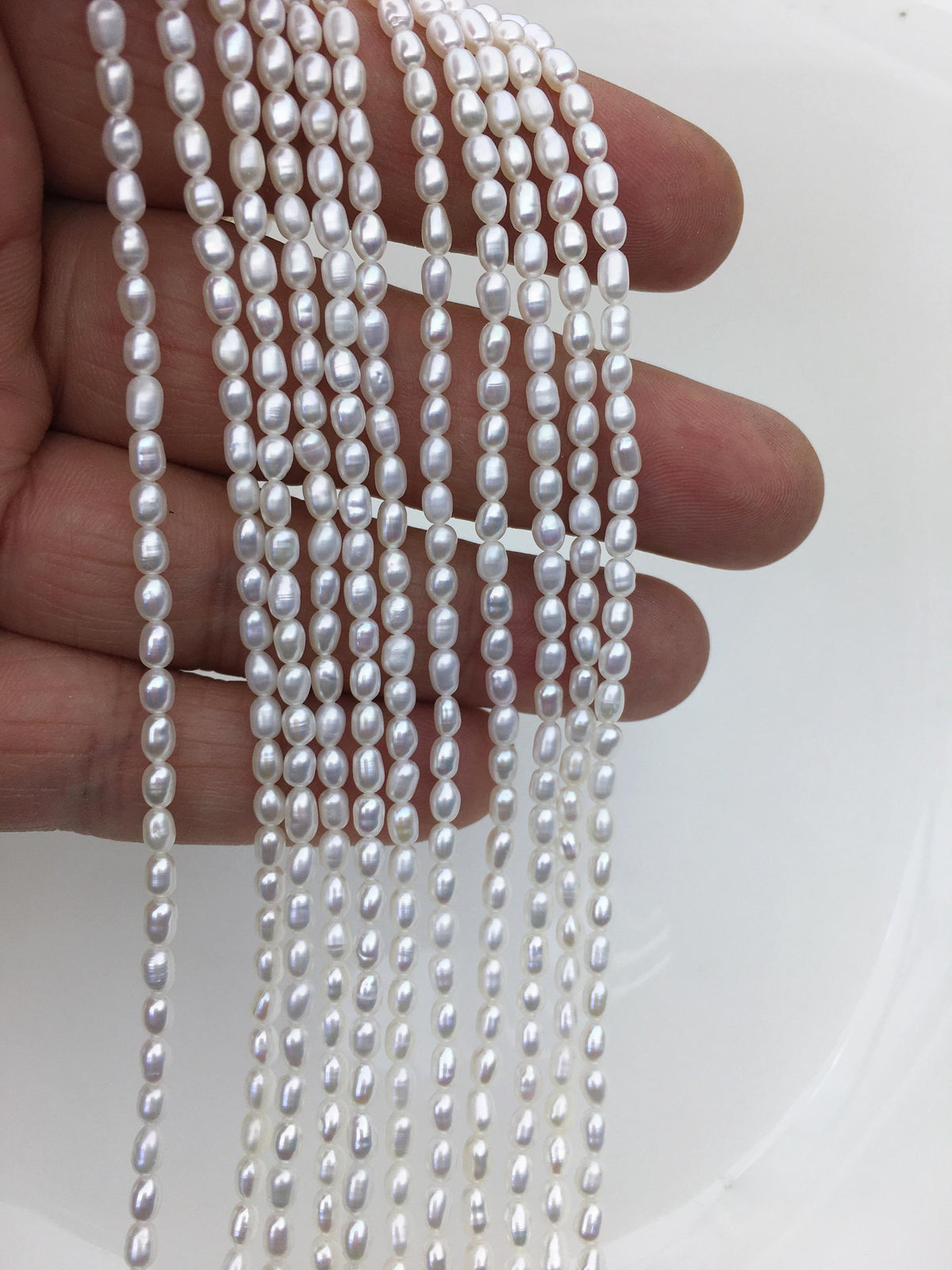 AAA 2.5-3x3-4mm white rice pearls,genuine pearl,Cultured pearl,diy pearl beads,LR2-3A-21