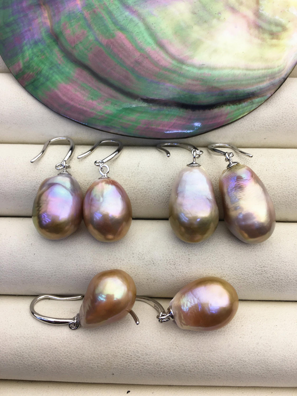 AAA 12-13mm bronze purple drop edison freshwater pearl dangle earrings,sterling silver dangle earrings,SE3-T9-50