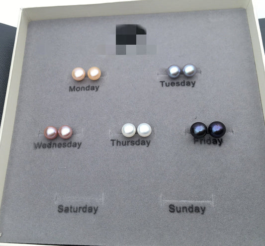 5pairs weekly AAA pearl stud earrings, Sterling Silver bridesmaid pearl earrings stud earrings, daily earrings, working day earrings, SE1-070