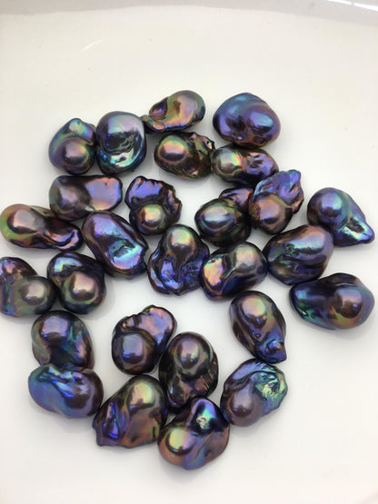 5pcs AAA 12-16mm baroque Black rainbow color Flame ball Pearl - top half hole,FL15-T4-29