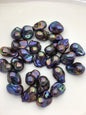 5pcs AAA 12-16mm baroque Black rainbow color Flame ball Pearl - top half hole,FL15-T4-29