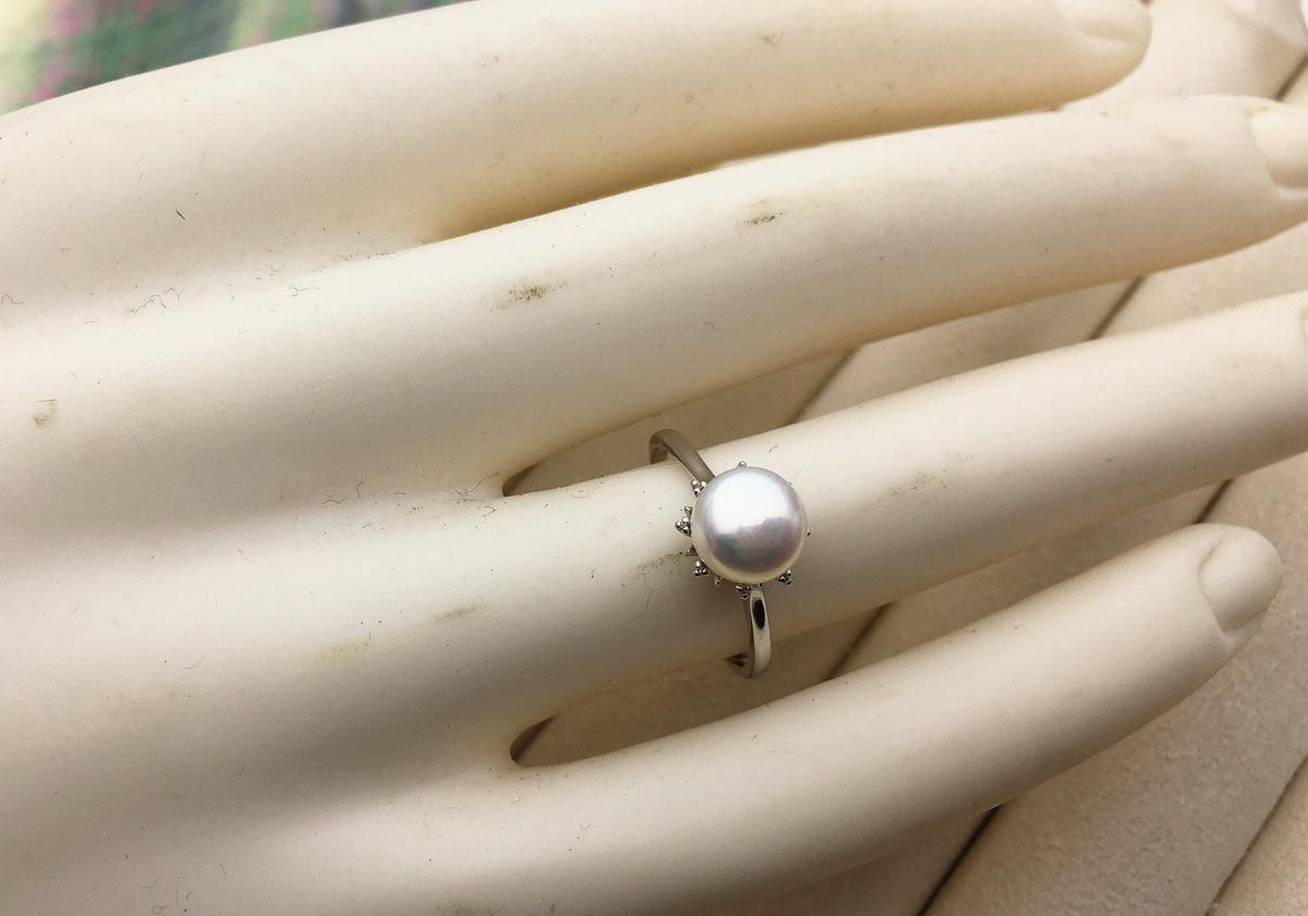 AAA white Pearl Genuine Sterling silver ring, Silver Gold wedding rings for women, sterling silver 925 open ring jewellery, R1-057