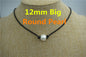 12mm big Round pearl necklace, Leather Pearl Choker, Pearl Leather Necklace, White Freshwater pearl, Black Leather Pearl necklace, Le1-030