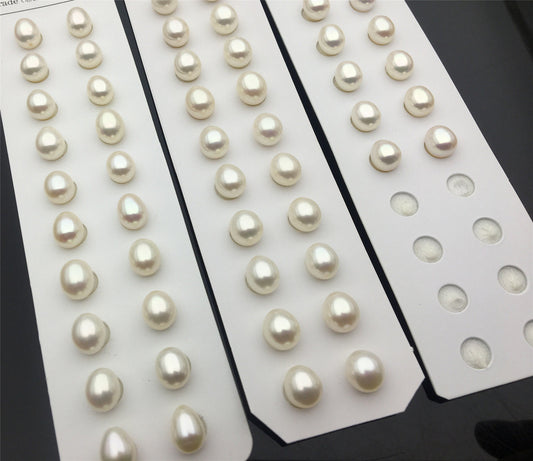 AAA 7-7.5mm white rice freshwater pearls pairs, oval pearl earrings, tear drop pearl earrings, for dangle pearl earrings, LR7-3A-10