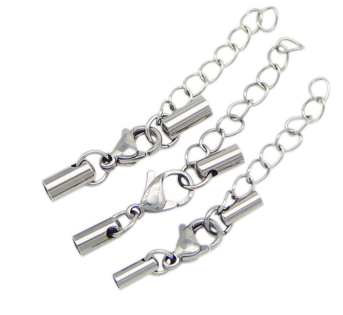 5pcs 2.2mm 3.2mm hole round leather cord bracelet necklace lobster clasp, stainless steel necklace bracelet clasp, AAL-002