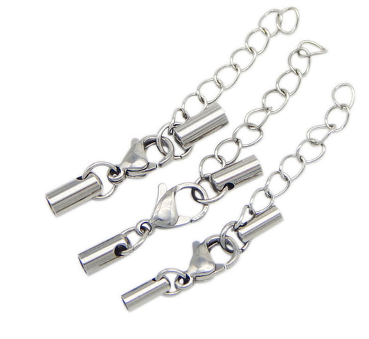 5pcs 2.2mm 3.2mm hole round leather cord bracelet necklace lobster clasp, stainless steel necklace bracelet clasp, AAL-002