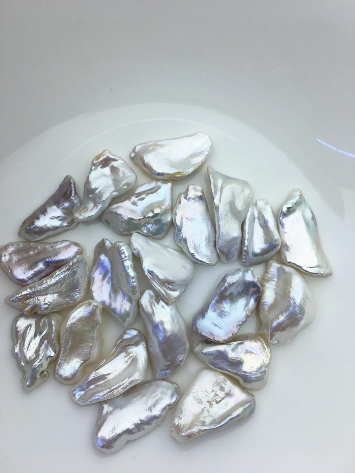 10pcs AAA 14-19mm white thick biwa keshi Freshwater Pearls, no hole,ZS-80-1-39