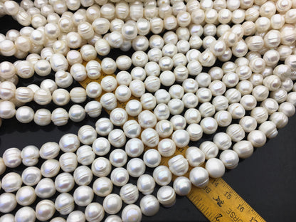 AA 11.3-12.2mm White Big Potato freshwater pearls, White freshwater pearl, pearl strand, big hole pearls, pearls for leather, CR12-2A-1