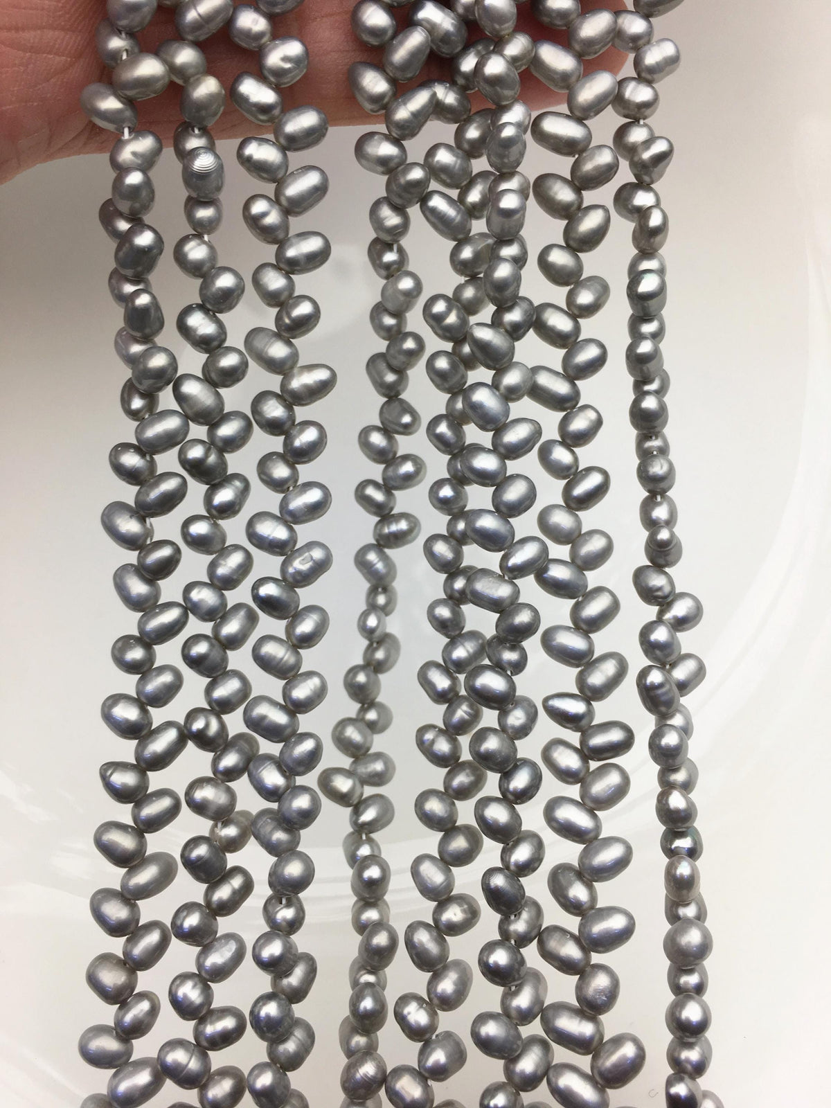 AA+ 4-4.5mm gray rice pearls, full strand, oval loose pearl beads, diy pearl, genuine pearl, Cultured pearl, diy pearl beads, LR4-T7