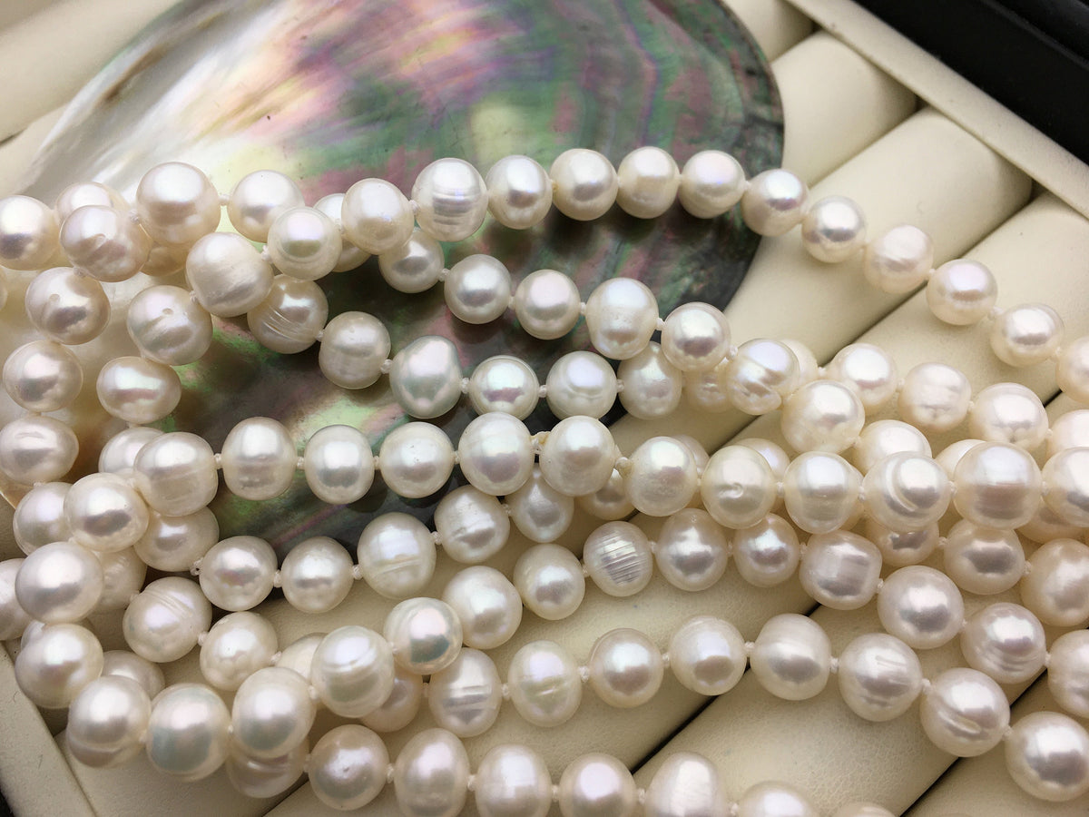 58'' 8mm white potato Freshwater Pearl Necklace,NPN1-049