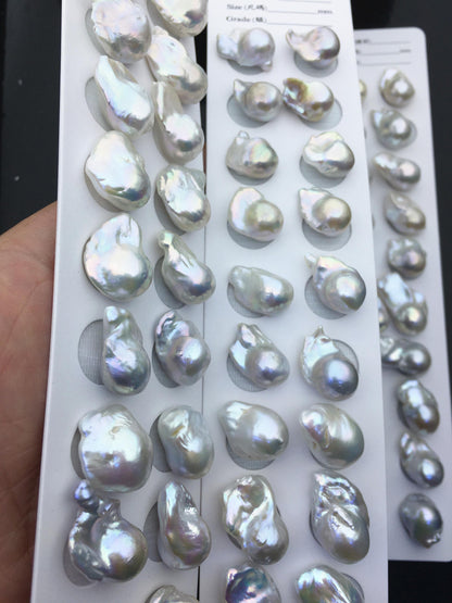 10 pairs AA+ 12-15mm White Flame ball Pearl Pairs-no hole-large Baroque freshwater pearl pairs,FL15-3A-8-3