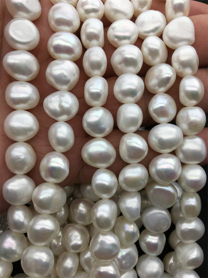 AAA 11-12mm white nugget freshwater pearls, full strand, white baroque pearl, irregular pearl, pearl wholesale supply China, LM11-3A-1
