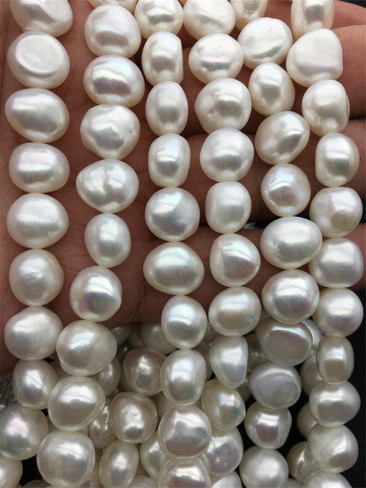 AAA 11-12mm white nugget freshwater pearls, full strand, white baroque pearl, irregular pearl, pearl wholesale supply China, LM11-3A-1