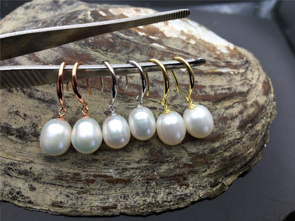 9mm white/gray/yellow/black oval rice pearl dangle earrings,S925 Sterling Silver pearl earrings,pearl for women,SE3-077