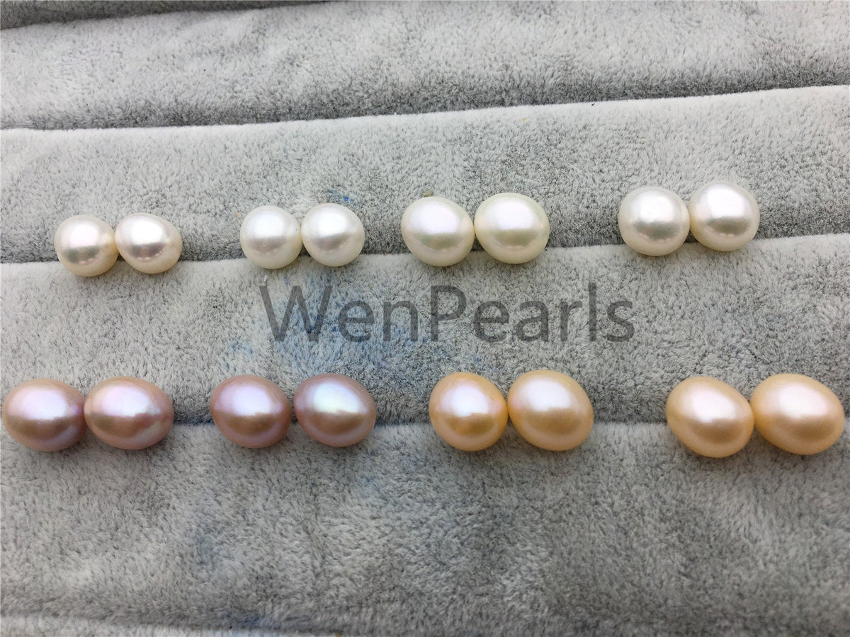 AAA 10-11mm big white/pink/lavender rice freshwater pearls, rice pearl earrings, tear drop pearl earrings, dangle pearl earrings, LR10-3A-6
