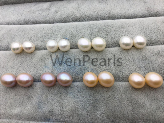 AAA 10-11mm big white/pink/lavender rice freshwater pearls, rice pearl earrings, tear drop pearl earrings, dangle pearl earrings, LR10-3A-6