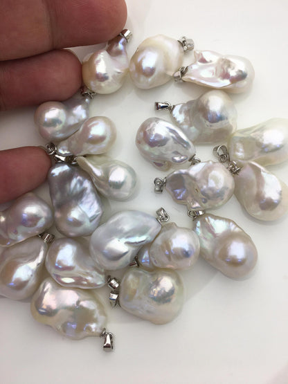 20% OFF 3pcs AAA 12-16mm White baroque pearl pendant necklace,S925 Sterling silver pendant,NC1-041-5