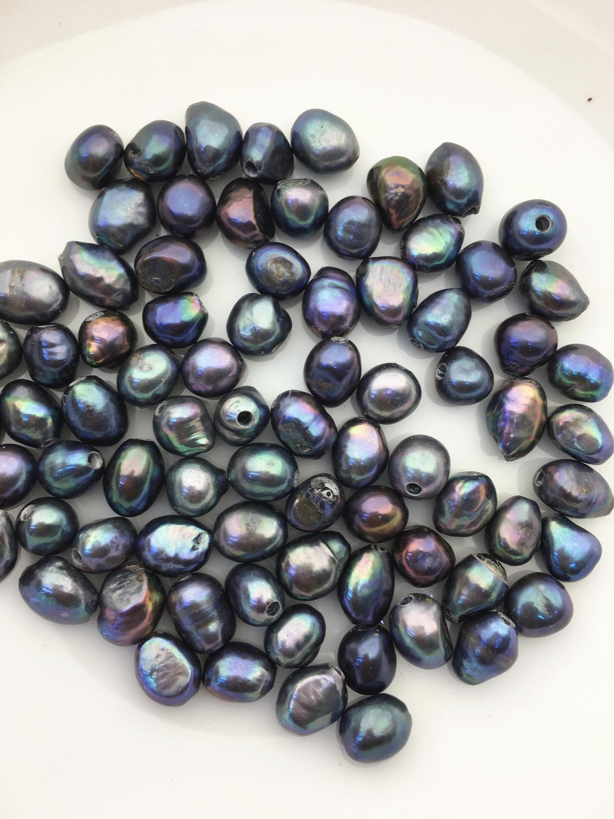 25pcs 9.3-10.3mm deep blue black nugget freshwater pearls, 2.2mm large hole, diy pearl beads, Irregular Beads for Pearl Necklace, LM10-T5