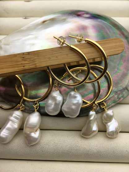 AA+ white baroque Freshwater pearl dangle earrings,wedding pearl earrings,SE3-131-26