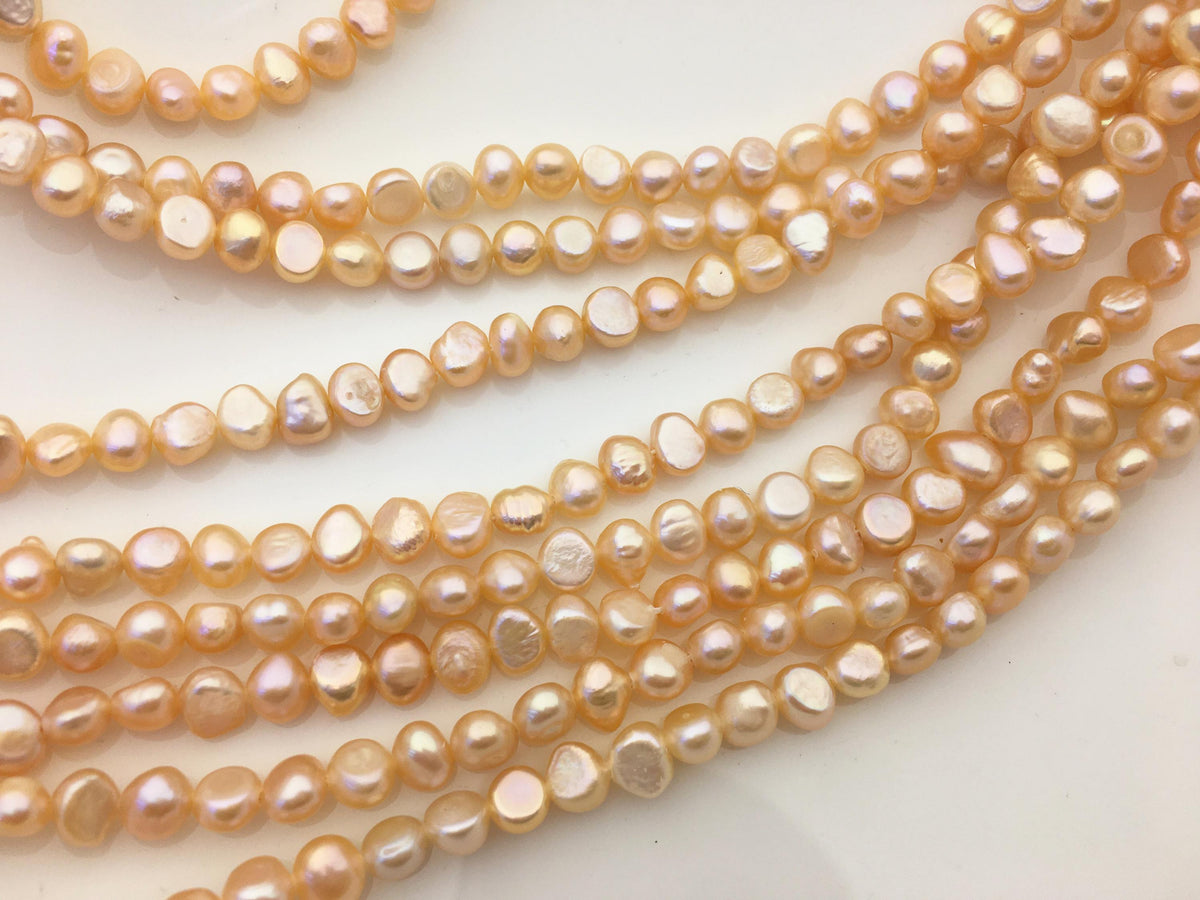AA+ 6-6.5mm peach nugget freshwater pearls, irregular nugget freshwater pearl strand, cheap price, pearl factory china, LM6-T4