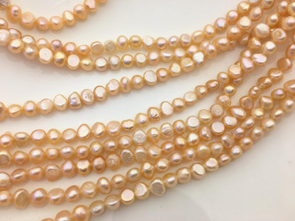 AA+ 6-6.5mm peach nugget freshwater pearls, irregular nugget freshwater pearl strand, cheap price, pearl factory china, LM6-T4