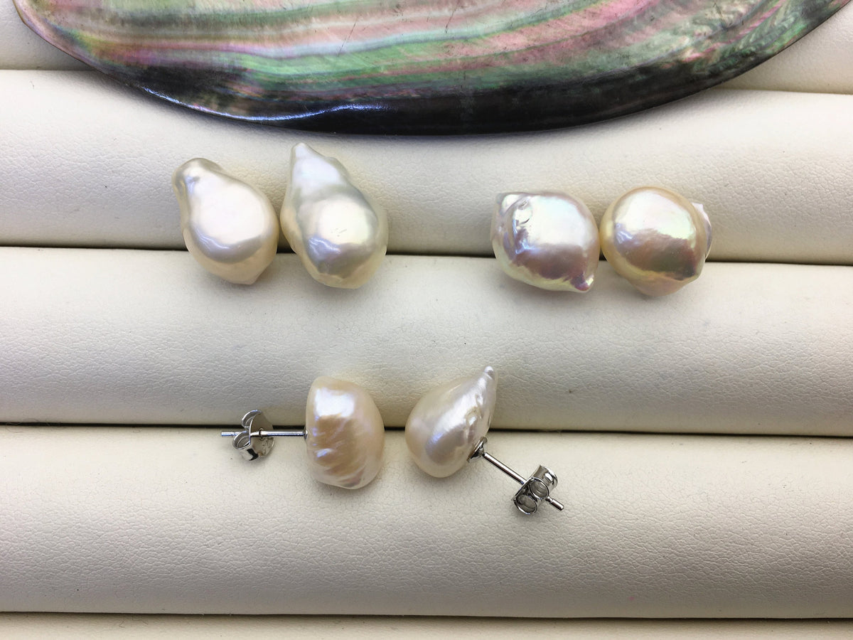 2 pairs AA+ 10-11mm White nugget pearl dangle earrings,S925 sterling silver,wedding pearl earrings,SE3-T65
