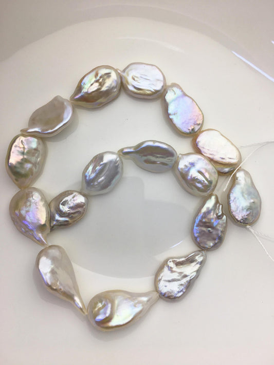 AA+ 14-17mm natural white overtone ellipse coin freshwater pearls,diy bead,flat block pearl bead,ZS-103-21
