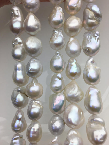 15.5'' A+ 12-14mm white flame ball pearl,FL15-2A-5-21