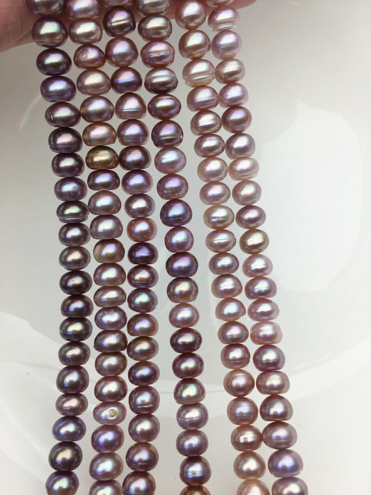 AA+ 7.5-8.3mm purple button round freshwater pearls,Rondelle pearl Beads,SM8-T4