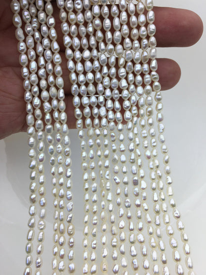 AA 3.5-4x4-6mm white rice freshwater pearls,oval loose pearl beads,genuine pearl,Cultured pearl,diy pearl beads,LR3-2A-4