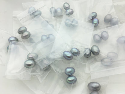 AAA 8.5-9.3mm Gray LONG rice freshwater pearls, tear drop pearl, dangle pearl earrings, white rice pearls, custom hole, LR9-3A-14