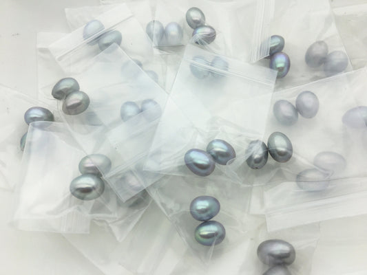 AAA 8.5-9.3mm Gray LONG rice freshwater pearls, tear drop pearl, dangle pearl earrings, white rice pearls, custom hole, LR9-3A-14