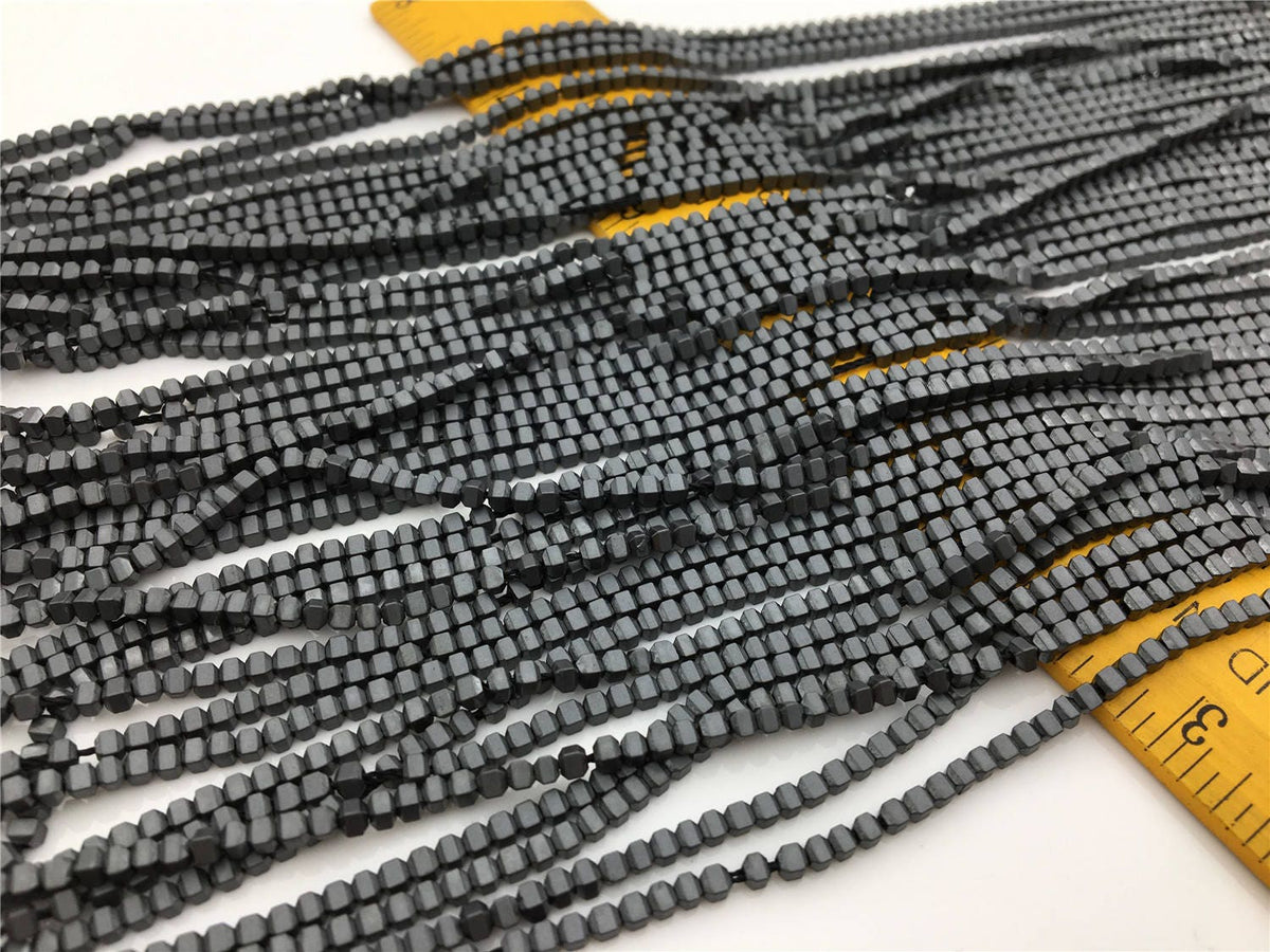 Hematite Gray Scrub beads ,2mmx2mm cube square Beads,AAA, 15.5 inches,G50-CU22-006-5