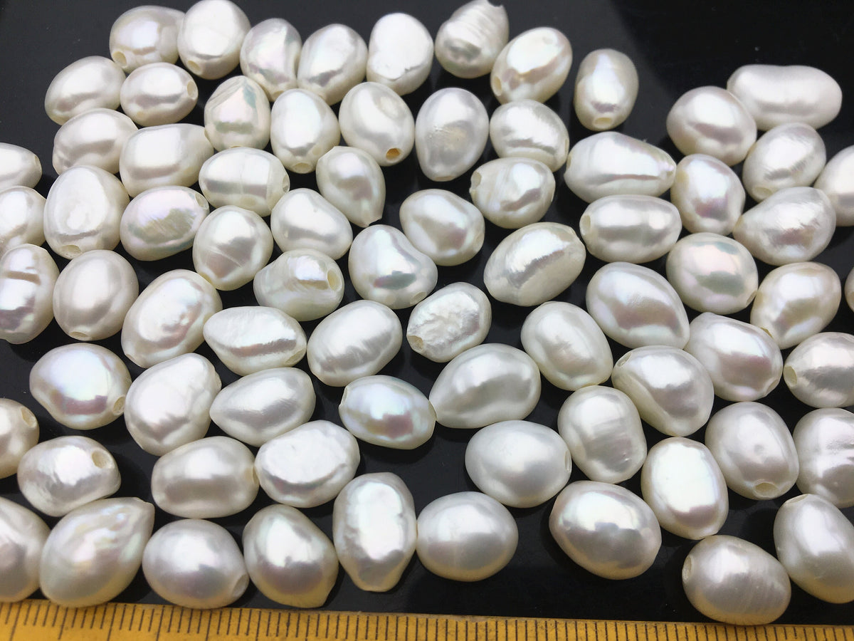 20pcs AA 8.5-9.5mm 2mm large hole white nugget freshwater pearls,LM9-2A-14