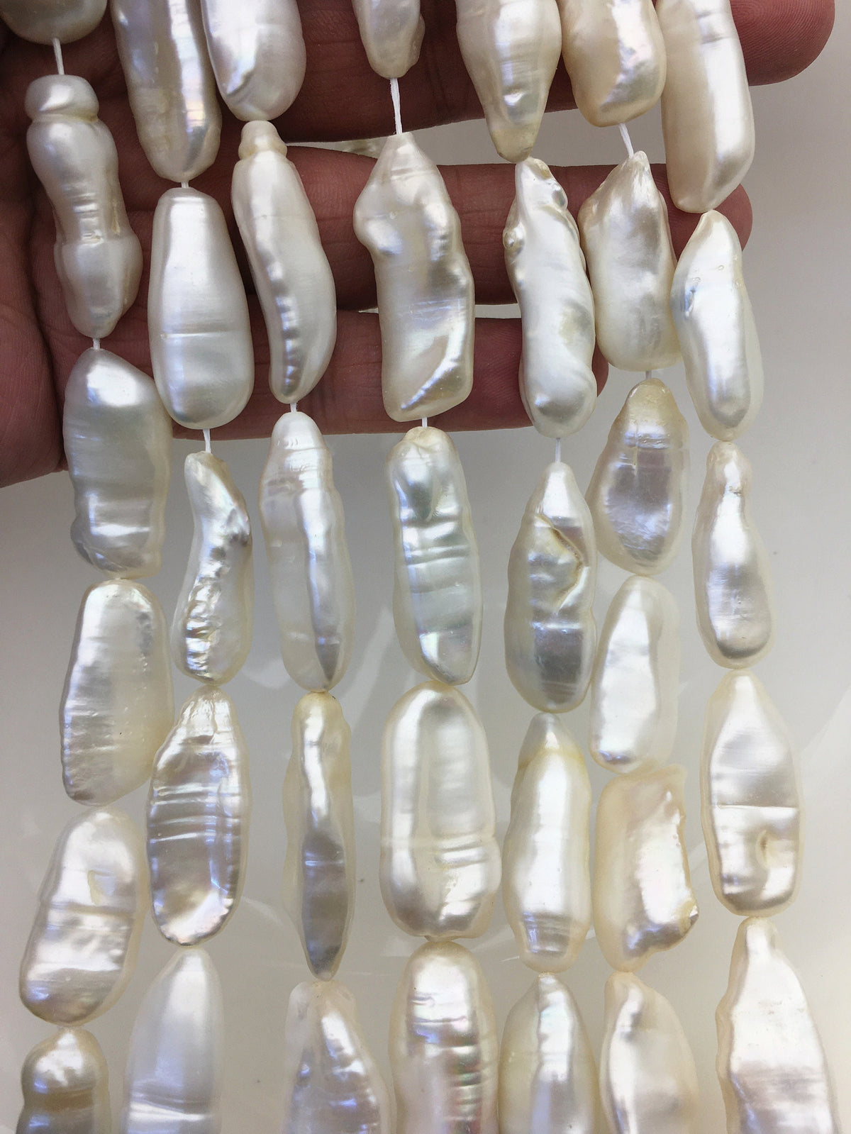 AA 12-14mm White long baroque Freshwater Pearl,ZS-119-26