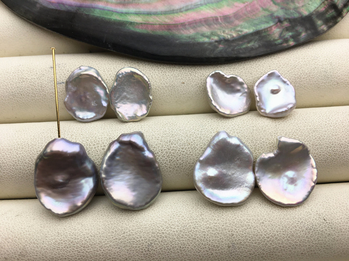 1 pair AAA 11-18mm gray long keshi pearls Pair, for make dangle earrings, baroque pearl, loose pearl beads, very high luster, ZS-127-62-13