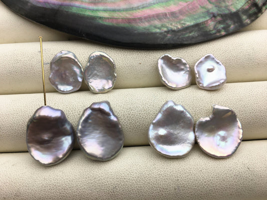 1 pair AAA 11-18mm gray long keshi pearls Pair, for make dangle earrings, baroque pearl, loose pearl beads, very high luster, ZS-127-62-13