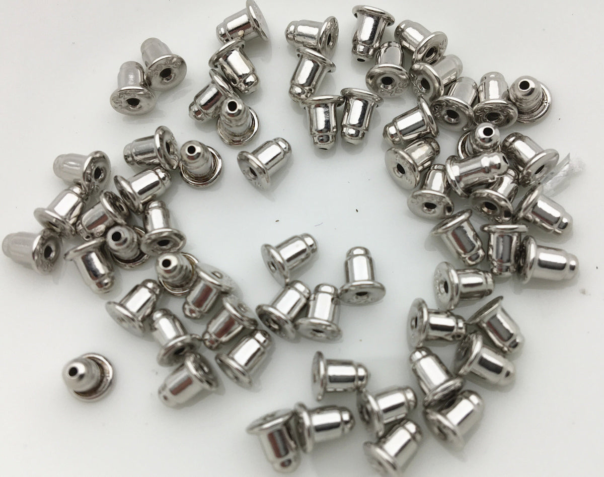 5 pairs 5x4.5x3mm Bullet Clutch Findings Posts, Safety Backs Posts Flat Pad Blank Earring Pin Studs for DIY Jewellery Making, ASL-ER-014