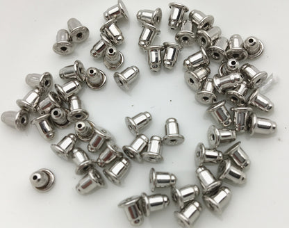 5 pairs 5x4.5x3mm Bullet Clutch Findings Posts, Safety Backs Posts Flat Pad Blank Earring Pin Studs for DIY Jewellery Making, ASL-ER-014