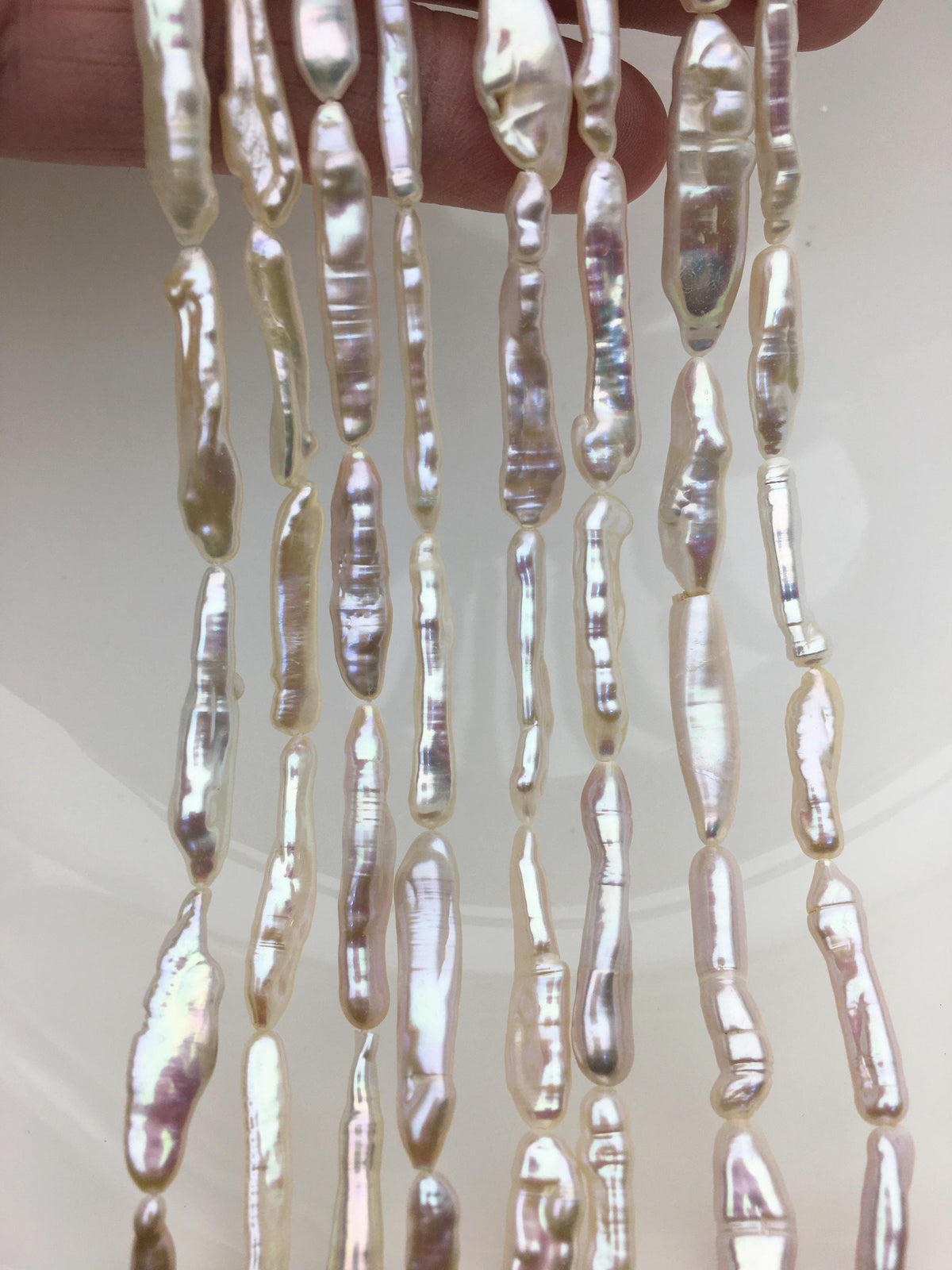 15.5'' AA+ 4-7mm White Toothpick pearls,ZS-80-15