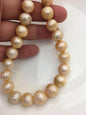 15.5'' AA+ 11-14mm Orange Near Round Carved Freshwater Pearl - Hand Carved - CAC-T26