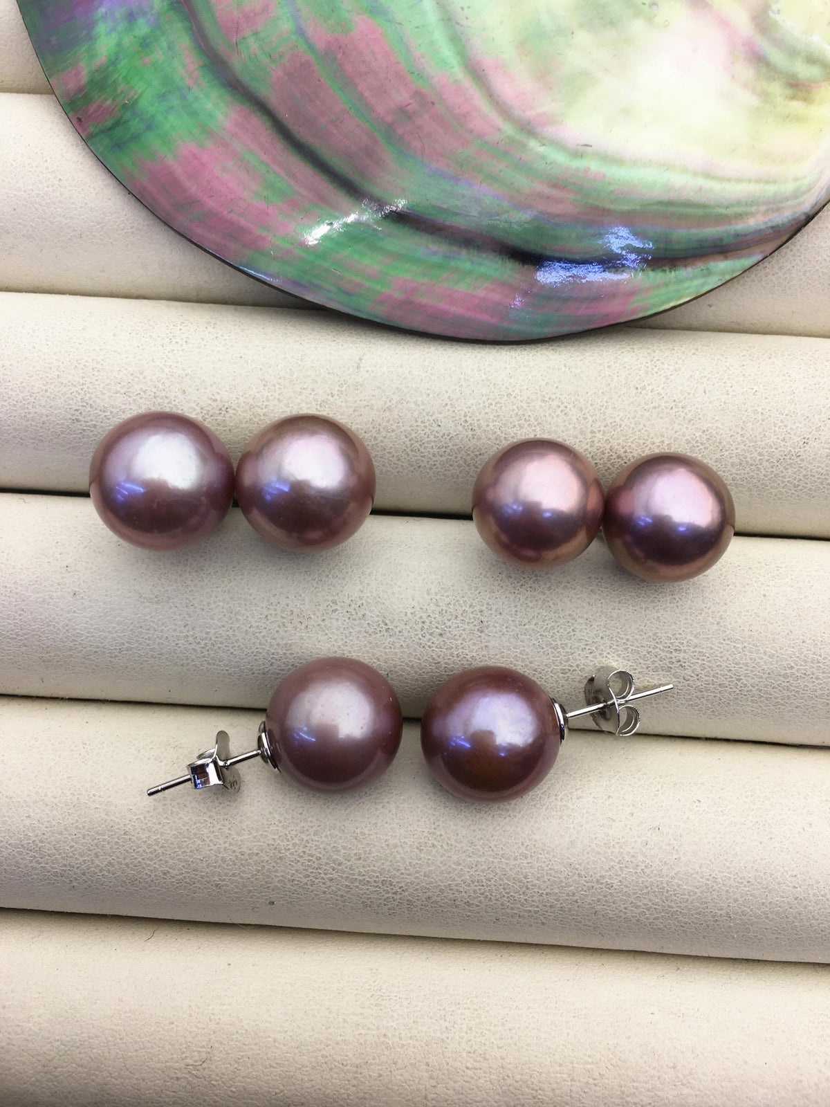 1 pair AAA 12-13mm purple round edison pearl stud earrings, S925 Sterling Silver stud earrings, wedding pearl earrings, SE3-T9-49