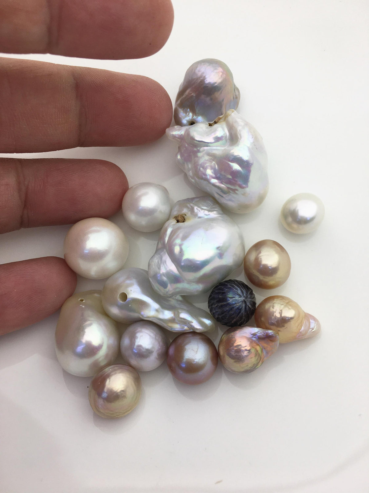 one bag 15pcs mix shape mix color mix hole freshwater pearls,ZS-T33