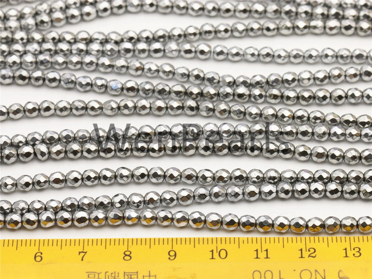 Hematite silver Gray,2mm Faceted Round,AAA,180 beads,15.5 inches,G50-R2-004