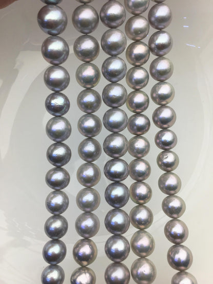 AA+ 10-12mm gray round freshwater pearls, loose pearl beads, round pearl string, pearl necklace DIY jewelry material, RP11-3A-12