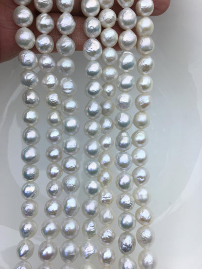 AA+ 8-10mm white baroque near round Edison Freshwater Pearl,ED12-2A-5-47