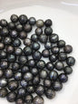 1pc AA 10-14mm Green Black Near Round Carved Tahitian Pearl - Hand Cared - Tattoo Tahitian Pearls, carved pearls, through hole, CAC-FLW-9-3