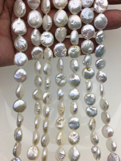 AA+ 11-12.5mm White Coin freshwater pearls,diy bead,flat round pearl bead,COIN12-2A-2-15